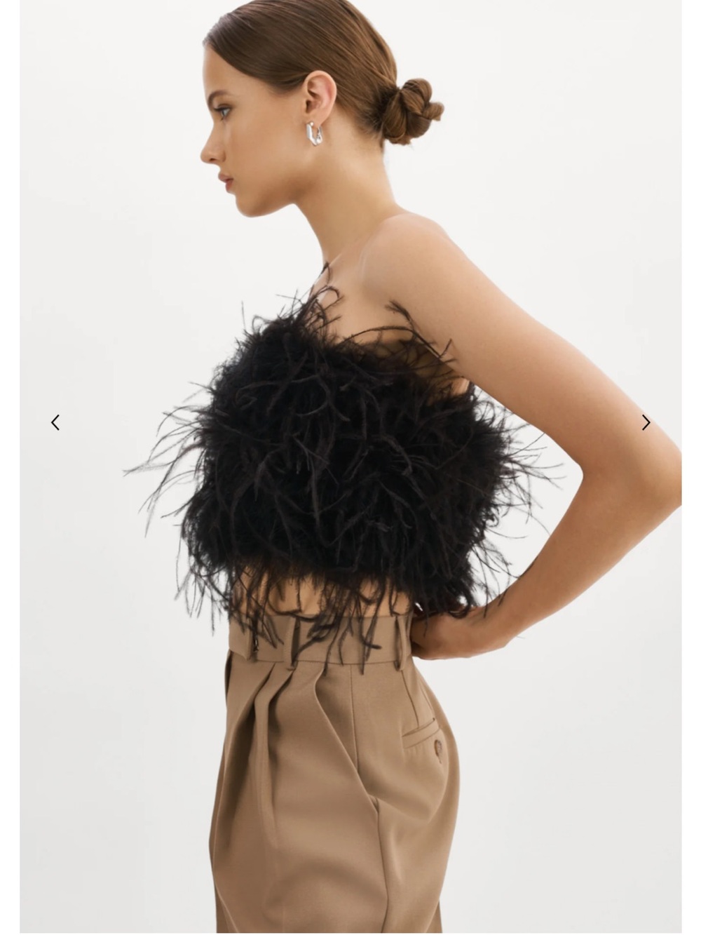 Lamarque Black Feather Strapless Crop Camisole - Picture 2 of 4